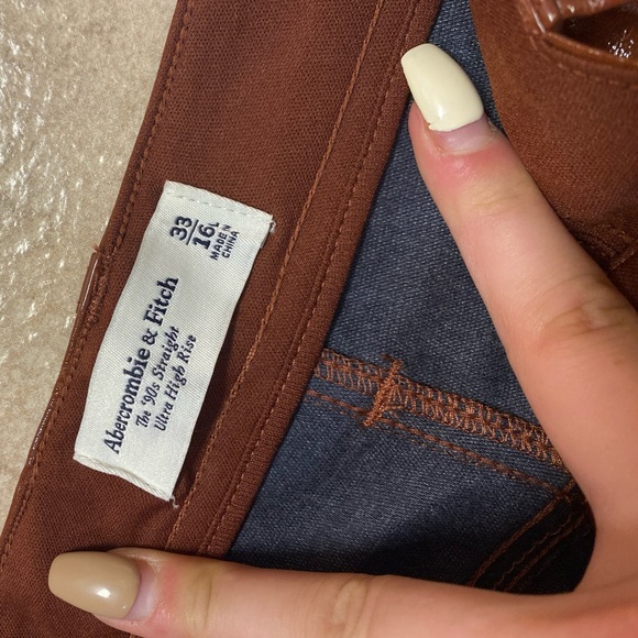 Brown metallic leather jeans. Ambercrombie - Picture 2 of 5